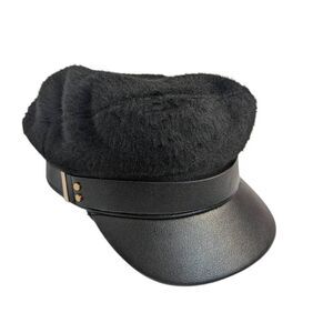 Scala vintage baker newsboy cap black fuzzy slouchy hat unisex